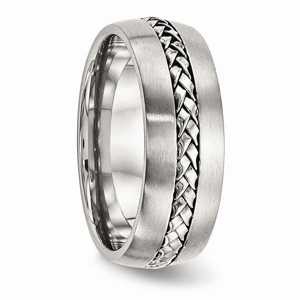 Chisel Stainless Steel Brushed And Polished Braided 8.00mm Wedding Band