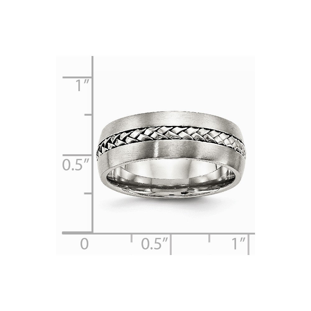 Chisel Stainless Steel Brushed And Polished Braided 8.00mm Wedding Band