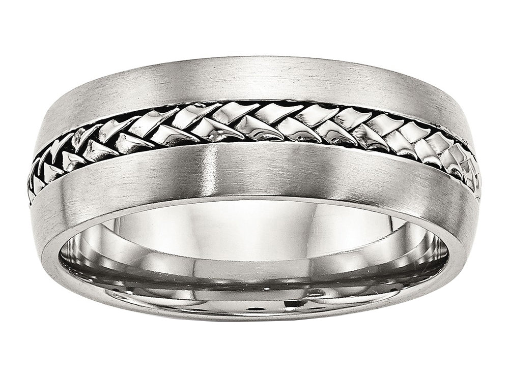 Chisel Stainless Steel Brushed And Polished Braided 8.00mm Wedding Band