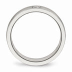 Chisel Stainless Steel Polished And Brushed Grooved CZ Ring