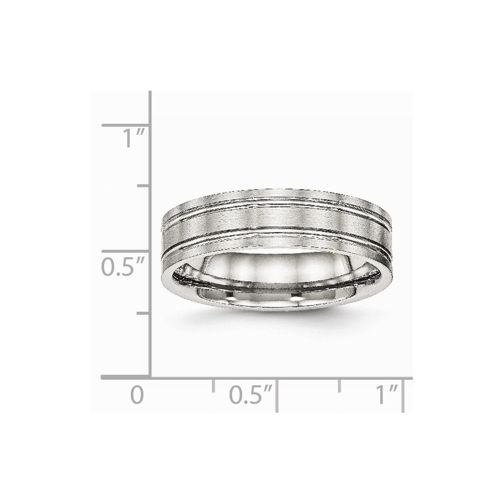 Chisel Stainless Steel Brushed And Polished Ridged 6.00mm Wedding Band