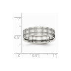 Chisel Stainless Steel Brushed And Polished Ridged 6.00mm Wedding Band