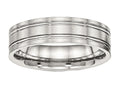 Chisel Stainless Steel Brushed And Polished Ridged 6.00mm Wedding Band