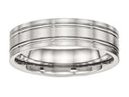 Chisel Stainless Steel Brushed And Polished Ridged 6.00mm Wedding Band