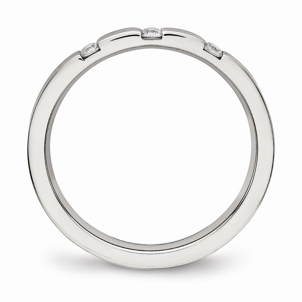 Chisel Stainless Steel Polished 3 Stone CZ 2.50mm Wedding Band
