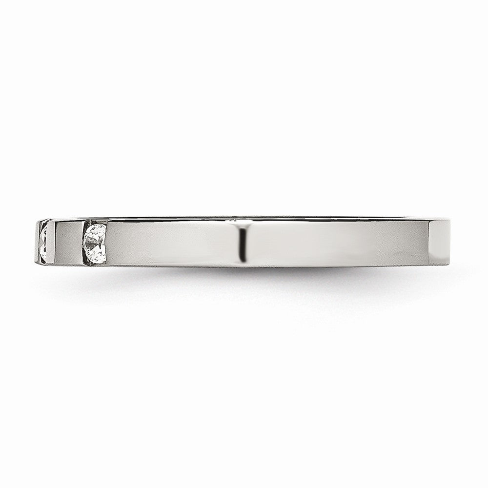 Chisel Stainless Steel Polished 3 Stone CZ 2.50mm Wedding Band