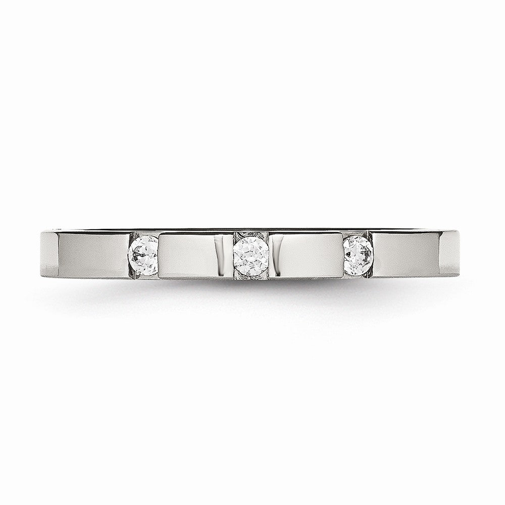 Chisel Stainless Steel Polished 3 Stone CZ 2.50mm Wedding Band