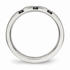 Chisel Stainless Steel Polished 3 Stone Black CZ 2.50mm Wedding Band