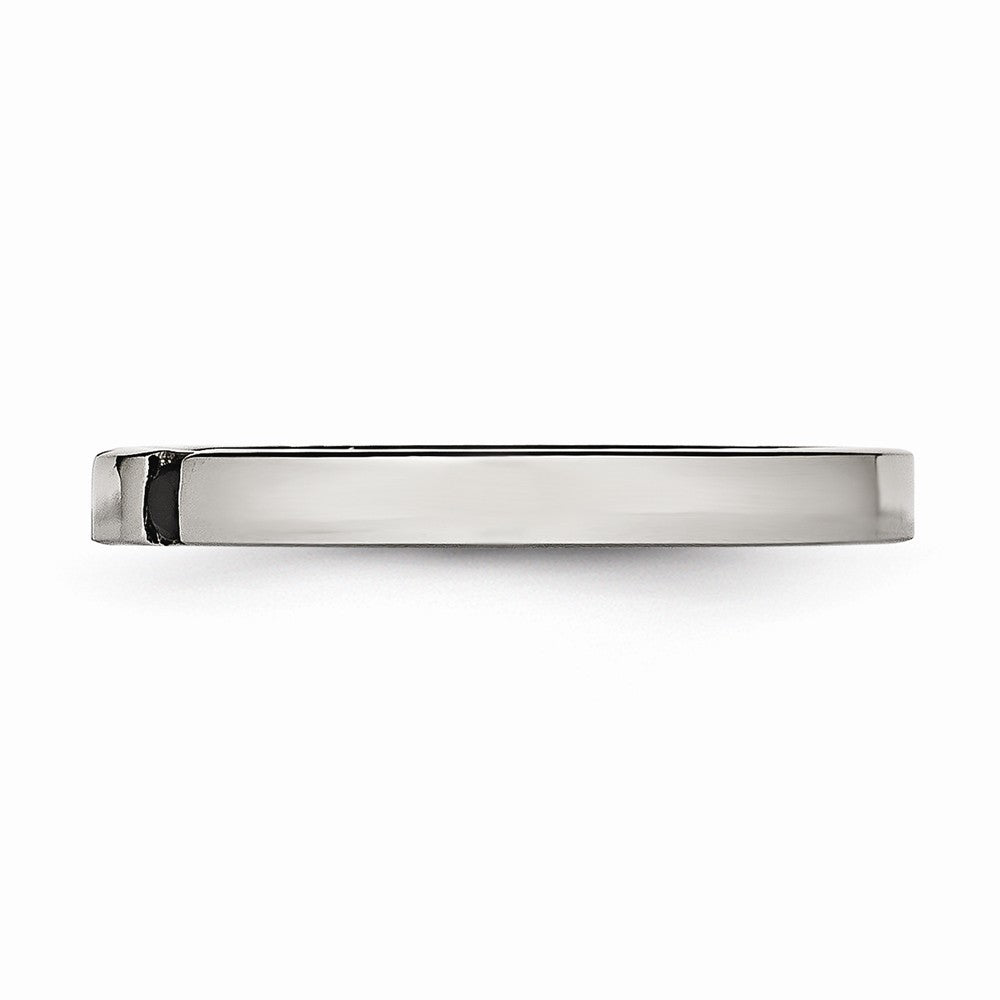 Chisel Stainless Steel Polished 3 Stone Black CZ 2.50mm Wedding Band