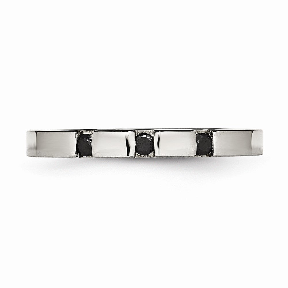 Chisel Stainless Steel Polished 3 Stone Black CZ 2.50mm Wedding Band
