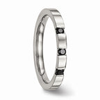 Chisel Stainless Steel Polished 3 Stone Black CZ 2.50mm Wedding Band