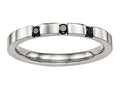 Chisel Stainless Steel Polished 3 Stone Black CZ 2.50mm Wedding Band