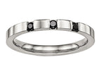 Chisel Stainless Steel Polished 3 Stone Black CZ 2.50mm Wedding Band