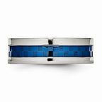 Chisel Stainless Steel Polished Blue Ip-plated 8.00mm Wedding Band