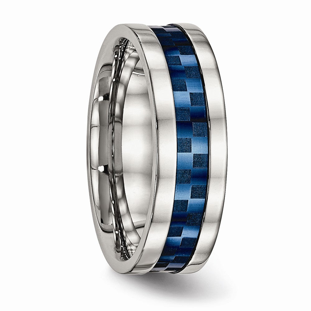 Chisel Stainless Steel Polished Blue Ip-plated 8.00mm Wedding Band