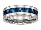 Chisel Stainless Steel Polished Blue Ip-plated 8.00mm Wedding Band