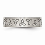 Chisel Stainless Steel Engraved Trinity Symbol Brushed 6mm Wedding Band