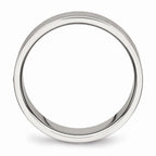 Chisel Stainless Steel Brushed And Polished Grooved CZ Ring