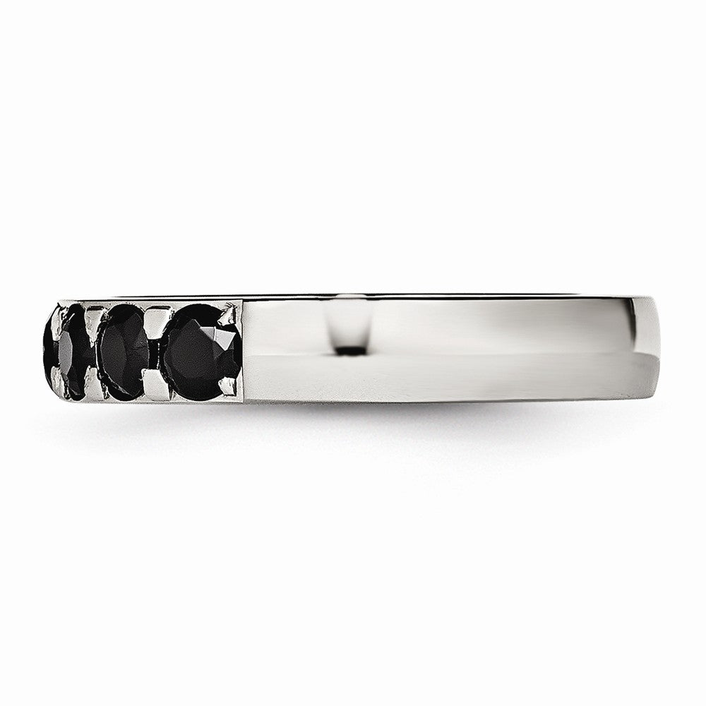 Chisel Stainless Steel Polished Black CZ 4.00mm Wedding Band