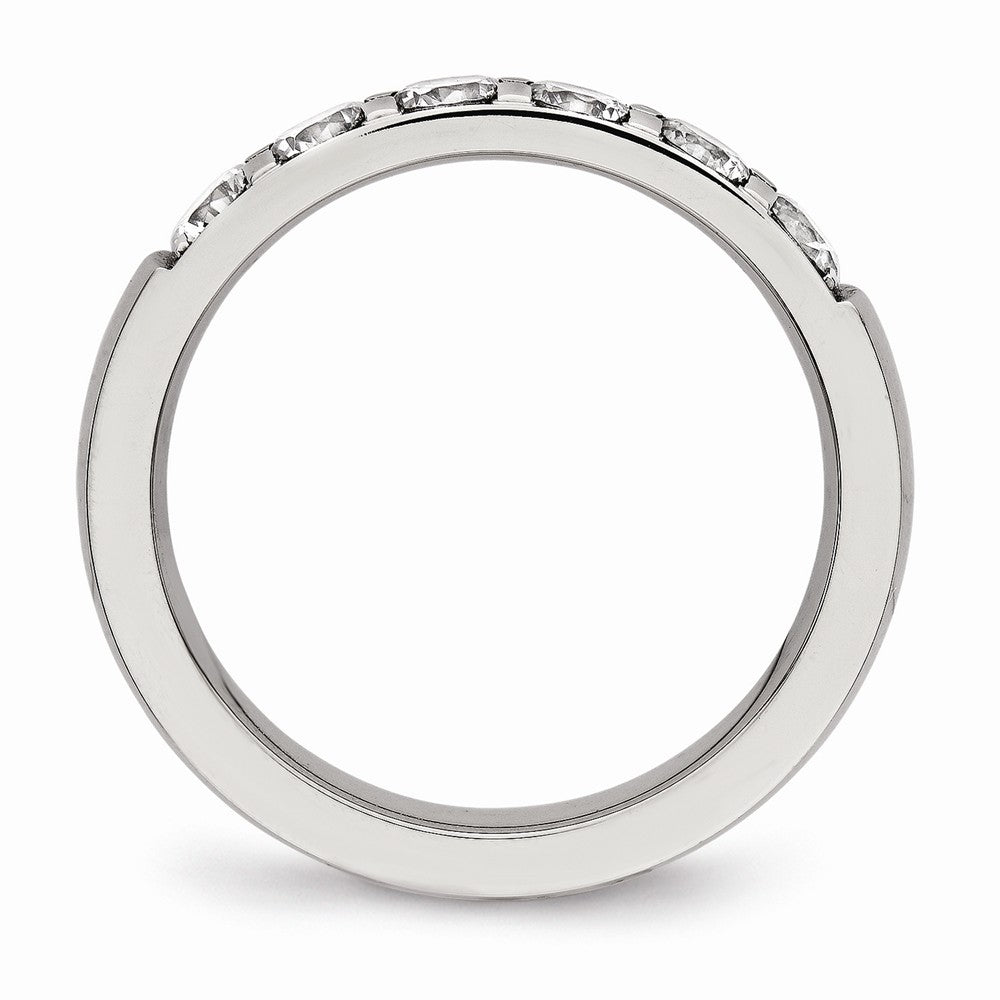 Chisel Stainless Steel Polished CZ 4.00mm Wedding Band