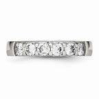 Chisel Stainless Steel Polished CZ 4.00mm Wedding Band