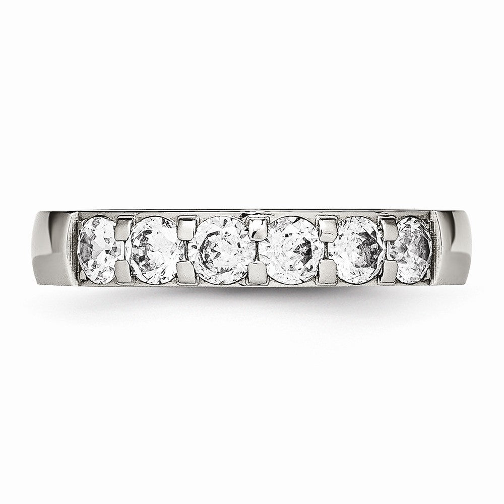 Chisel Stainless Steel Polished CZ 4.00mm Wedding Band