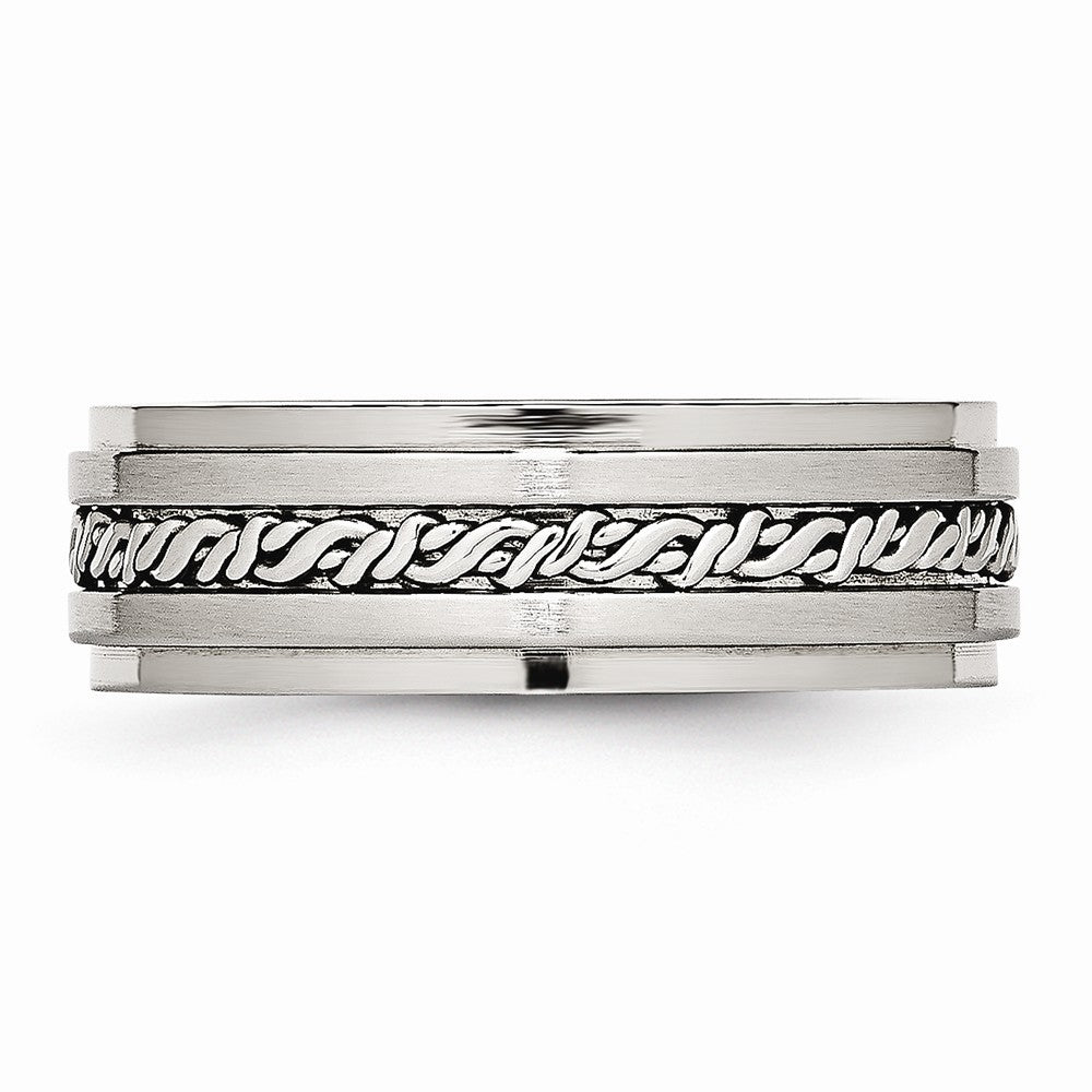 Chisel Stainless Steel Brushed And Polished Braided 7.00mm Wedding Band