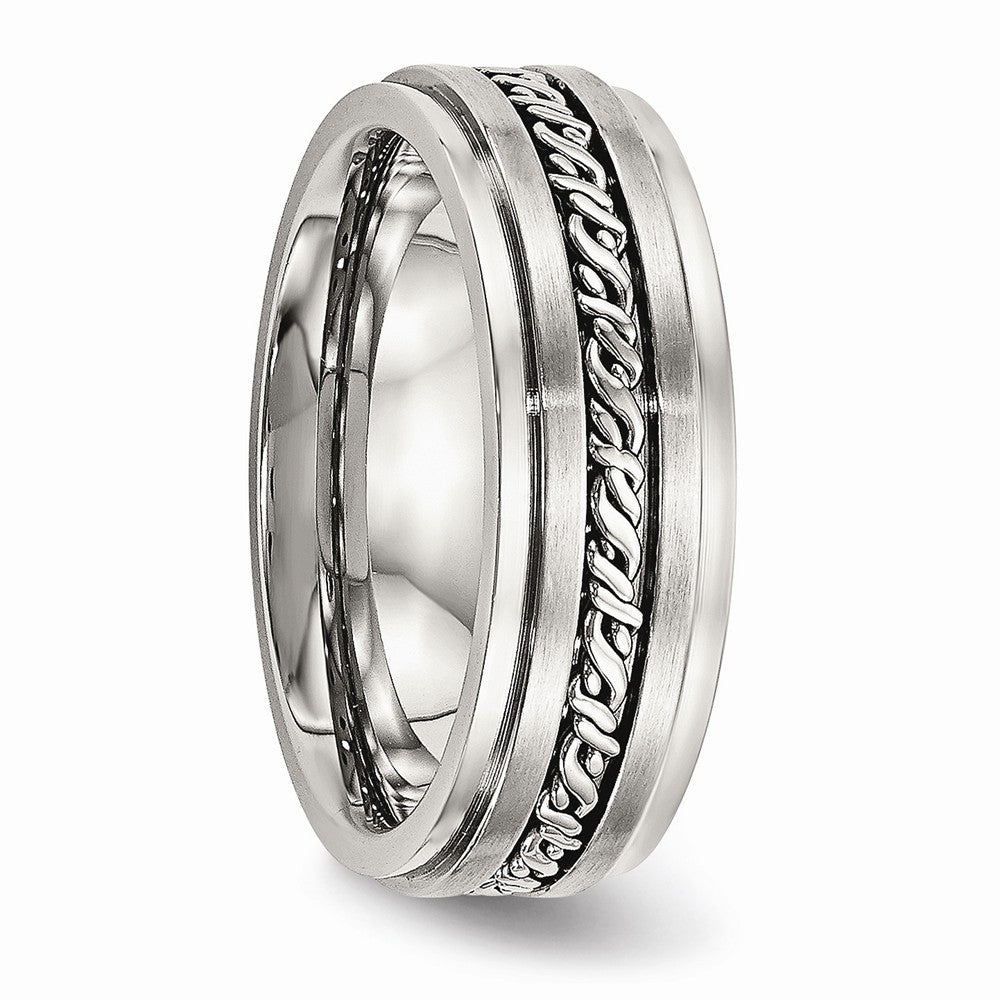 Chisel Stainless Steel Brushed And Polished Braided 7.00mm Wedding Band