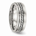 Chisel Stainless Steel Brushed And Polished Braided 7.00mm Wedding Band