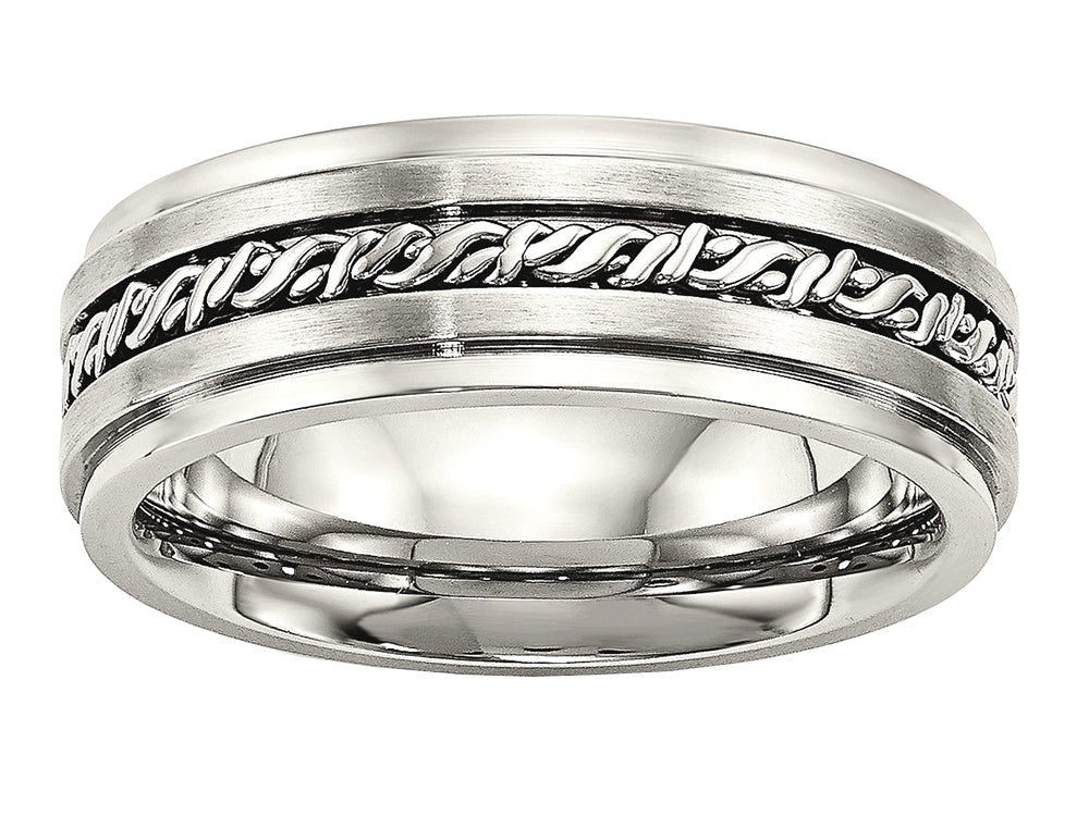 Chisel Stainless Steel Brushed And Polished Braided 7.00mm Wedding Band