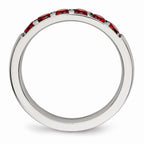 Chisel Stainless Steel Polished Red CZ 4.00mm Wedding Band