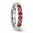 Chisel Stainless Steel Polished Red CZ 4.00mm Wedding Band