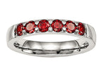Chisel Stainless Steel Polished Red CZ 4.00mm Wedding Band