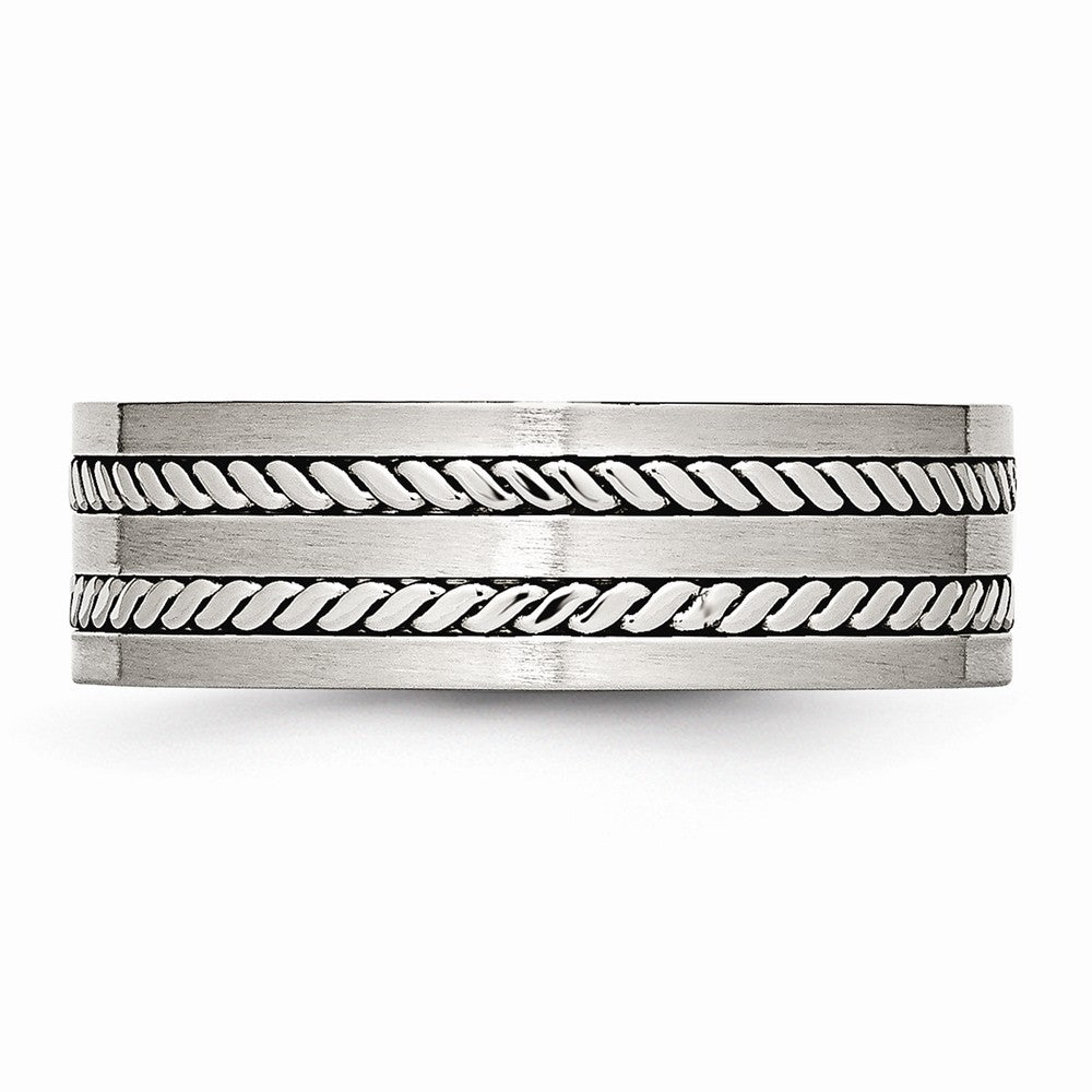 Chisel Stainless Steel Brushed And Polished Twisted 7.00mm Wedding Band