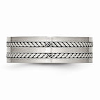 Chisel Stainless Steel Brushed And Polished Twisted 7.00mm Wedding Band