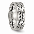 Chisel Stainless Steel Brushed And Polished Twisted 7.00mm Wedding Band