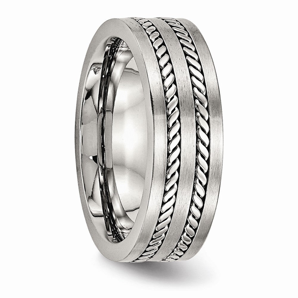 Chisel Stainless Steel Brushed And Polished Twisted 7.00mm Wedding Band