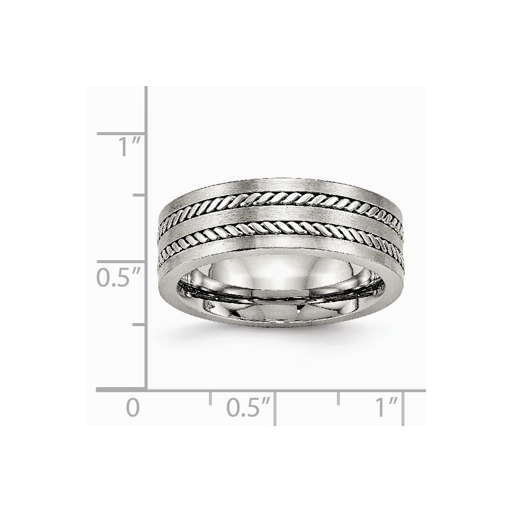Chisel Stainless Steel Brushed And Polished Twisted 7.00mm Wedding Band