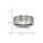 Chisel Stainless Steel Brushed And Polished Twisted 7.00mm Wedding Band