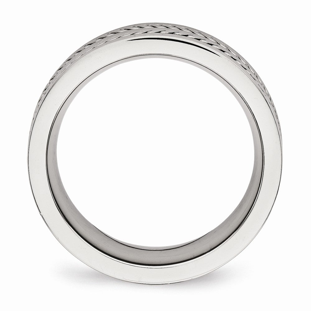 Chisel Stainless Steel Brushed And Polished Twisted 7.00mm Wedding Band