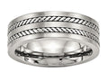 Chisel Stainless Steel Brushed And Polished Twisted 7.00mm Wedding Band