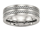 Chisel Stainless Steel Brushed And Polished Twisted 7.00mm Wedding Band