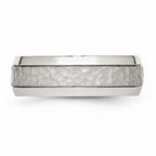 Chisel Stainless Steel Brushed And Polished Hammered 7.50mm Wedding Band