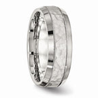 Chisel Stainless Steel Brushed And Polished Hammered 7.50mm Wedding Band
