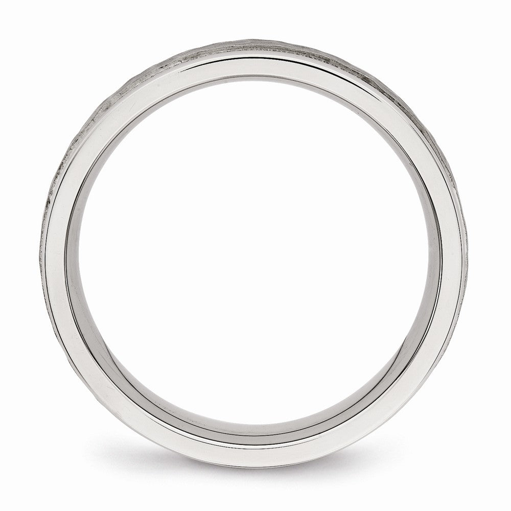 Chisel Stainless Steel Polished Hammered And Grooved 6.00mm Wedding Band