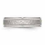 Chisel Stainless Steel Polished Hammered And Grooved 6.00mm Wedding Band