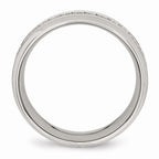Chisel Stainless Steel Polished Half Round Grooved CZ Ring