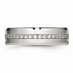 Chisel Stainless Steel Brushed And Polished CZ Ring