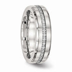 Chisel Stainless Steel Brushed And Polished CZ Ring