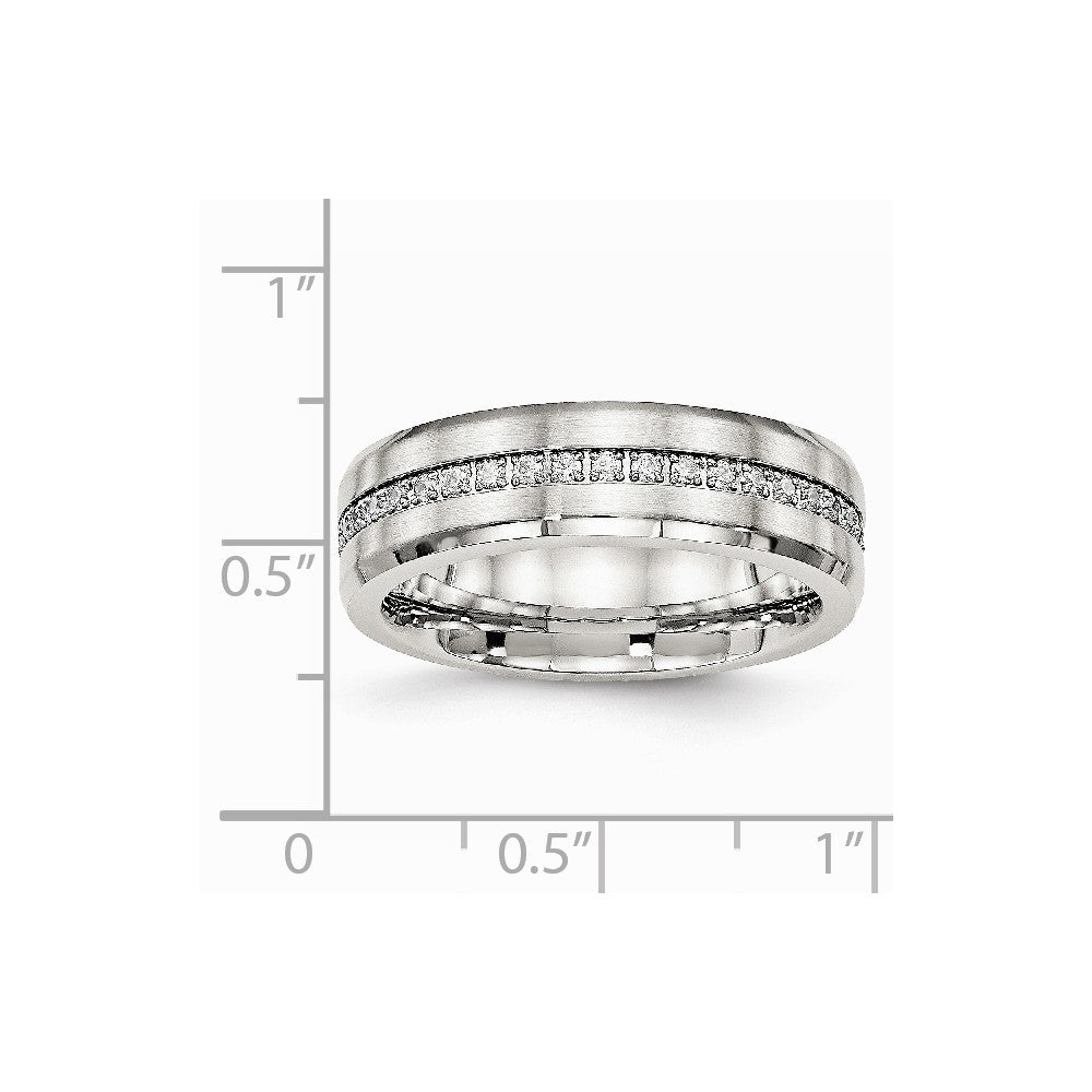 Chisel Stainless Steel Brushed And Polished CZ Ring